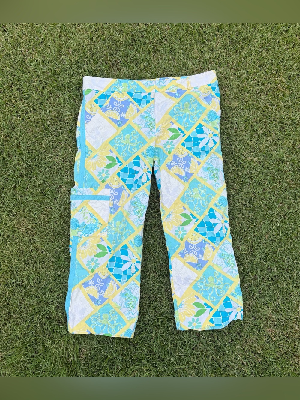 Lilly Pulitzer vintage summer days patchwork Capri Pants size 10